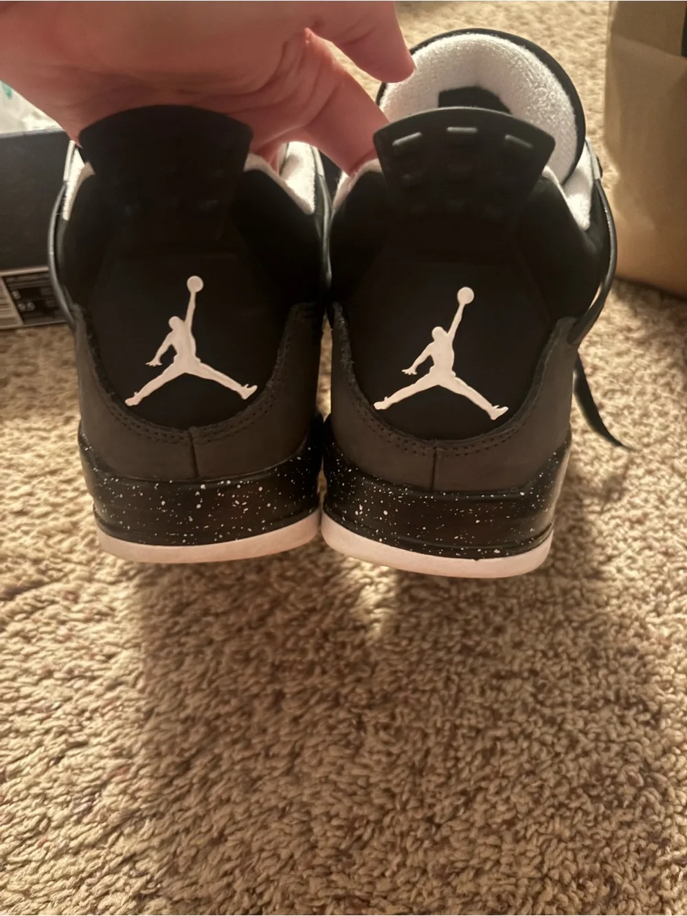 Jordan Retro 4 High-Top Sneakers in Black Grey White